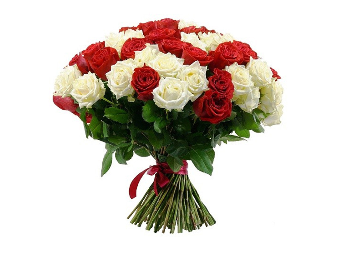 White And Red Rose Bouquet 30 Pieces
