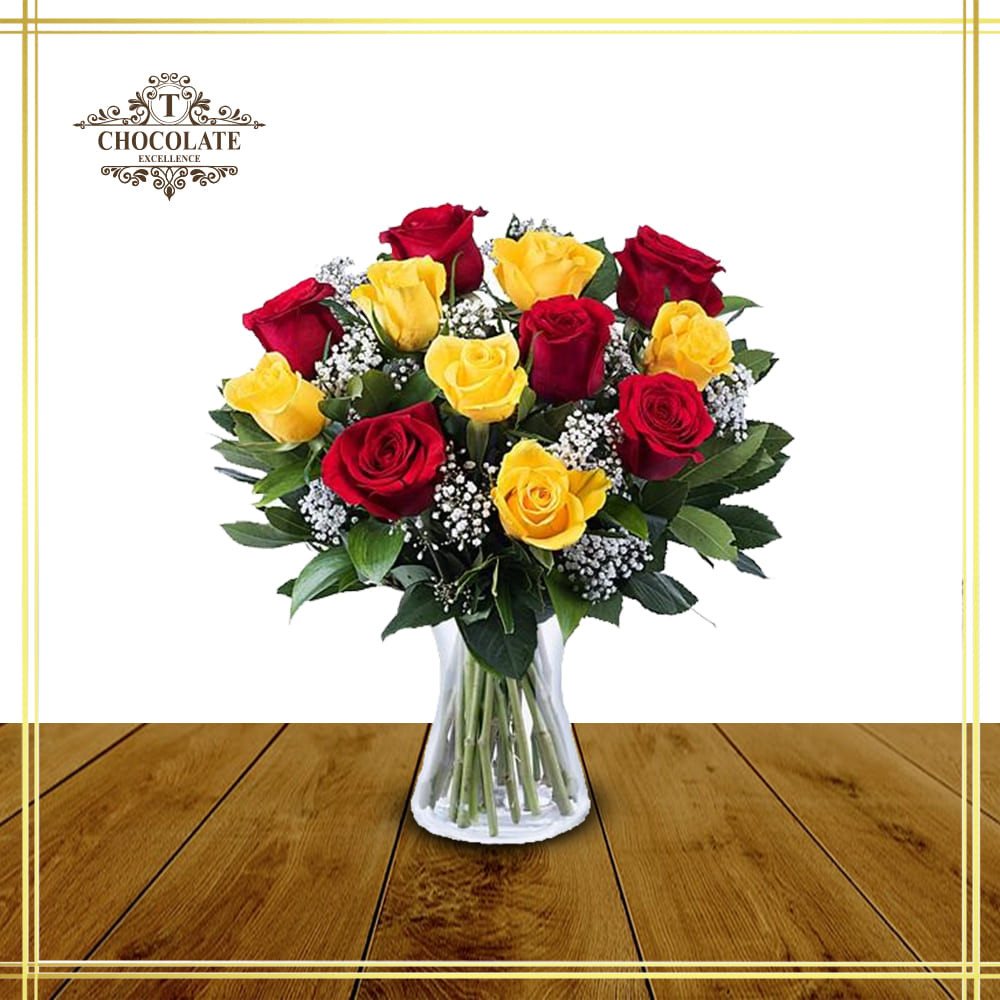 Delighted Yellow And Red Roses