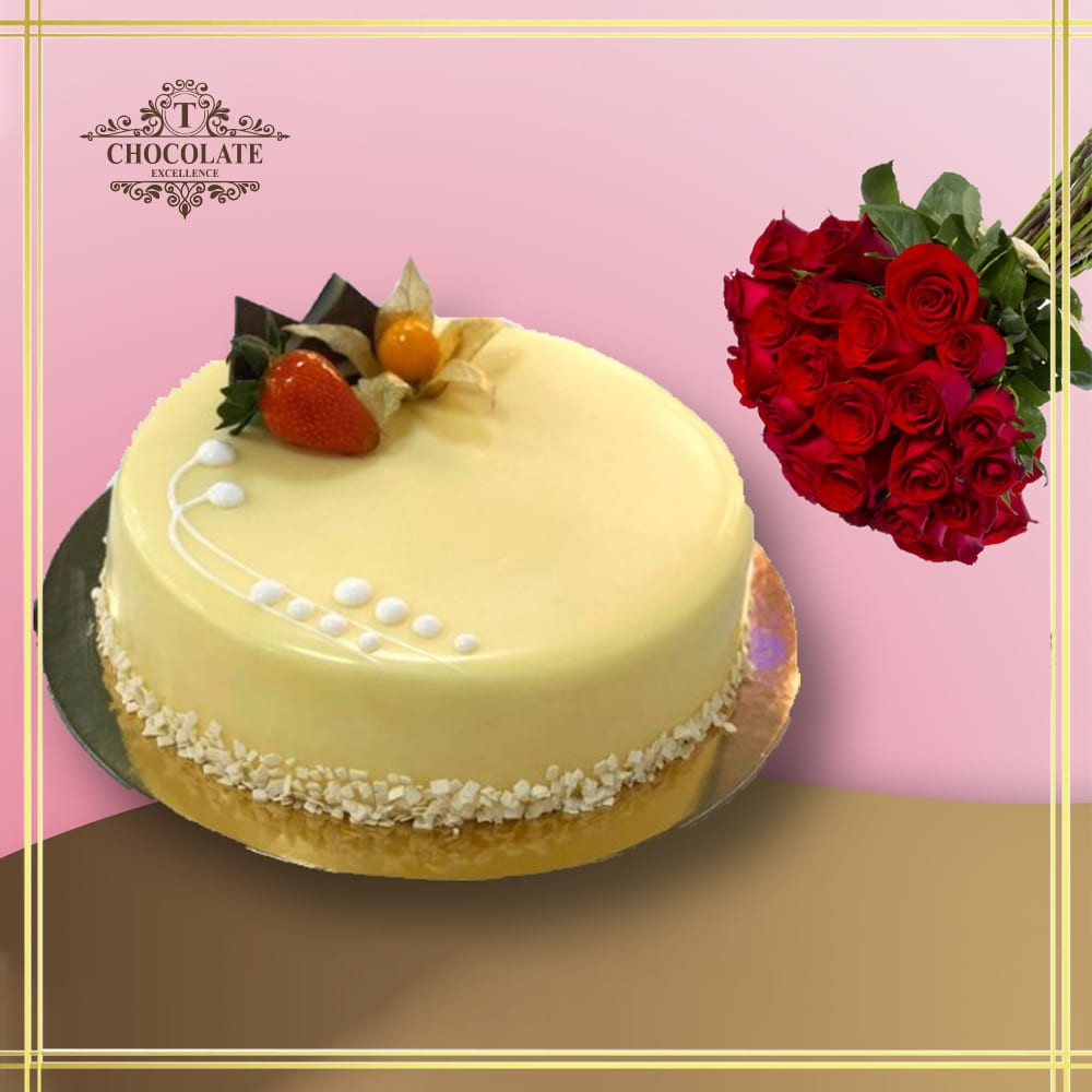 Vanilla Sponge Cake With Flower Bouquet