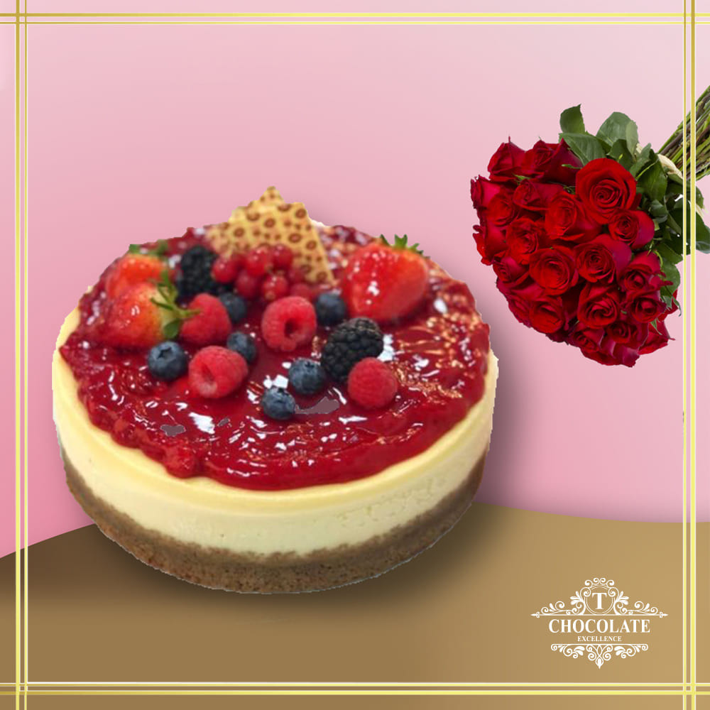 Baked Strawberry Cake With Flower Bouquet