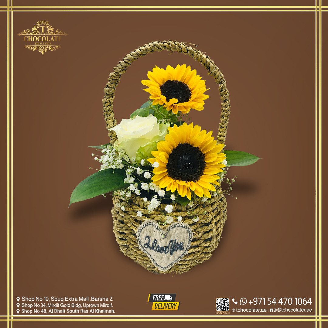 Small Basket with Sunflower